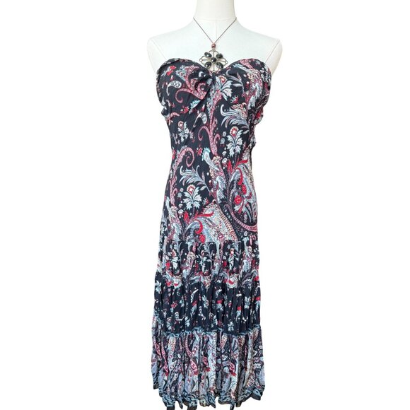 Vintage Y2K Co-Me Como Babydoll Halter Midi Dress Size L Fairy Grunge Ruffle - Picture 1 of 9